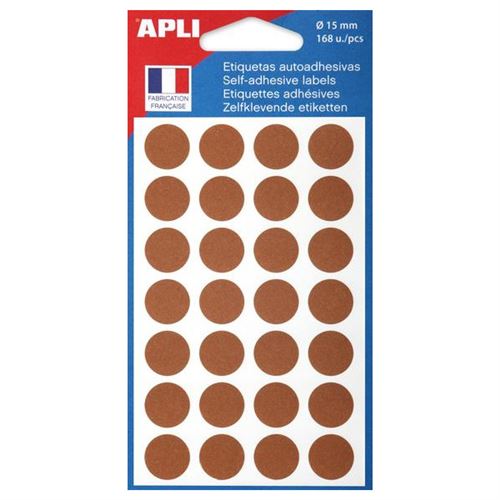 Gommettes Auto-Adhésives 15Mm 168 Étiquettes Marron Apli