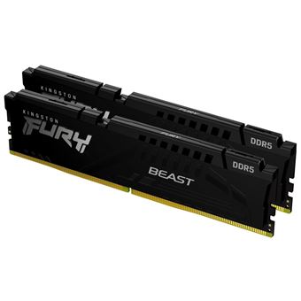 Kingston FURY Beast - DDR5 - kit - 32 Go: 2 x 16 Go - DIMM 288 broches - 5200 MT/s / PC5-41600 - CL40 - 1.25 V - mémoire sans tampon - on-die ECC - noir - 1