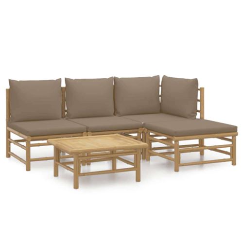 Non Communiqué Marron Salon De Jardin Modulable Vidaxl Bambou 3 Pieces 4 Personnes
