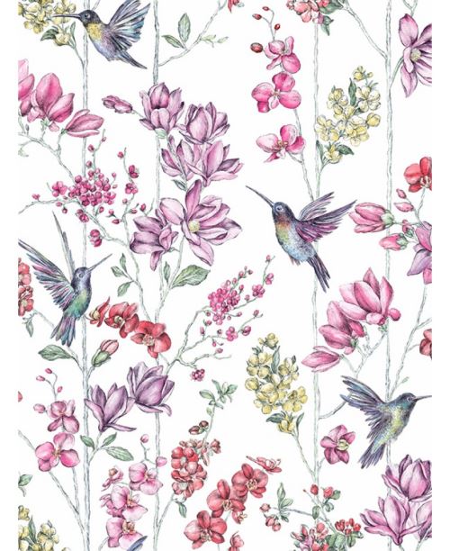 Papier peint blanc floral Colibri Holden