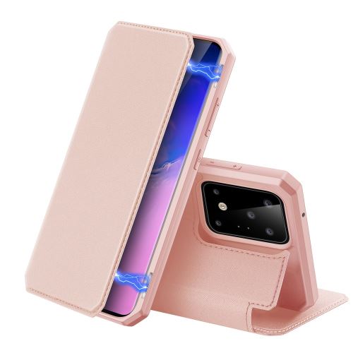 Etui en PU avec support or rose pour votre Samsung Galaxy S20 Ultra