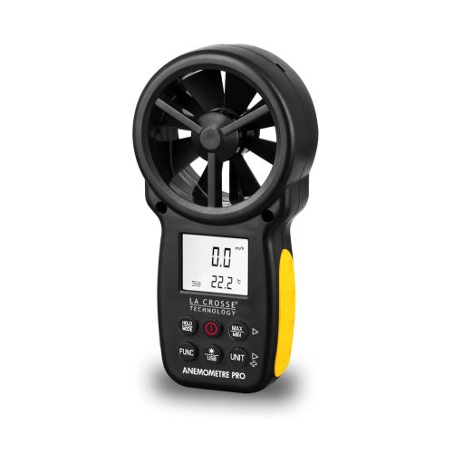 La Crosse Technology - WS9501 Anémomètre à main digital et avec connexion informatique - Noir/Jaune