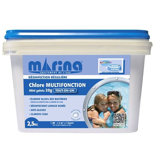 Chlore multifonction mini-galets 20g Marina - 2,5kg