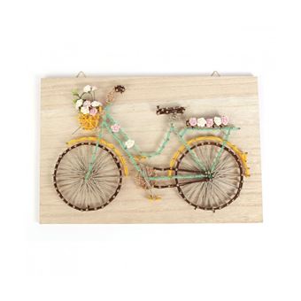 Kit Graine Créative tableau vélo  string art rectangle en bous 30 x 20 x 9 cm