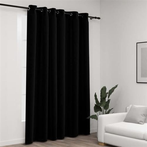 vidaXL Rideau occultant Aspect de lin avec œillets Noir 290x245 cm