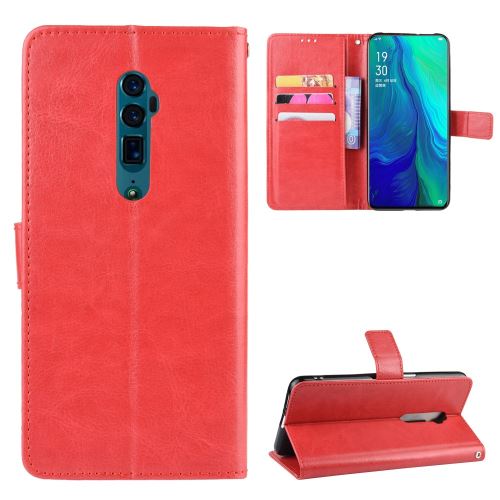 Etui en PU cheval fou flip avec dragonne rouge pour votre Oppo Reno 5G/10x Zoom