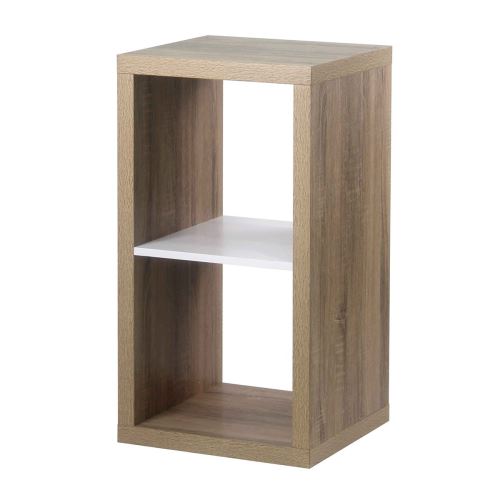 Étagère 2 cases coloris chêne intérieur blanc