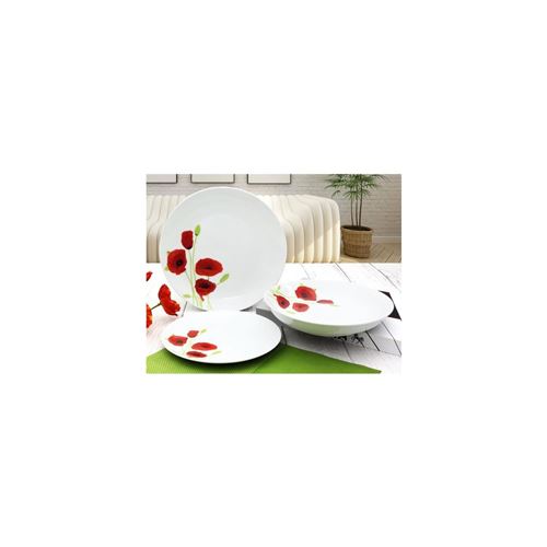 service complet - service de table service de table 18 pieces en porcelaine coquelicot rouge et blanc