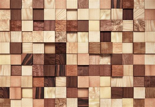 Komar 8–978 368 x 254 cm lumbercheck Papier peint mural – marron (Lot de 8)