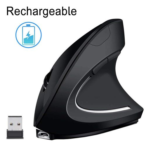 EasyULT Souris sans Fil,Silence Click Wireless Mouse Optique,USB Nano-Récepteur,Ultra Mince 1600 DPI,avec USB câble,pour PC/Tablet/Laptop Noir 