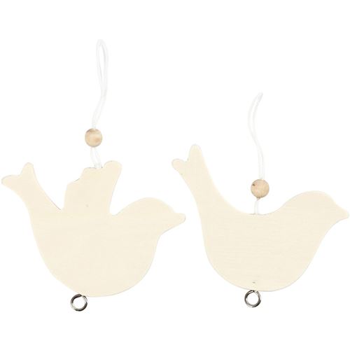 Creotime colombe de la paix en bois 7,5 x 9,5 cm clair 10 pièces