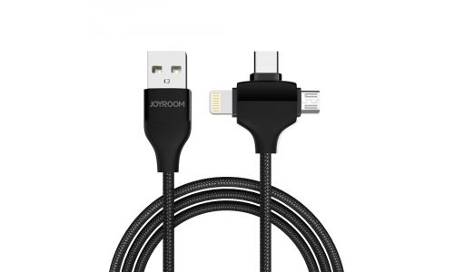 Câble 3 en 1 Noir Lightning Micro USB et Type-C de Joyroom