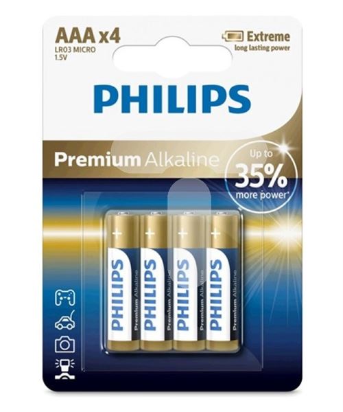 Philips piles AAA LR03 1,5V 4 pièces
