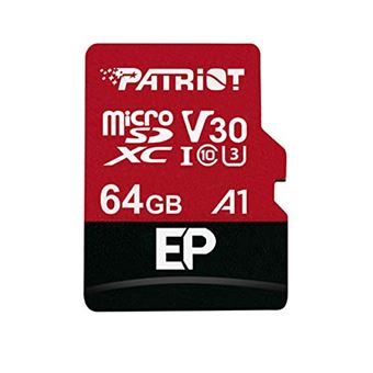 Patriot EP Series - Carte mémoire flash (adaptateur microSDXC vers SD inclus(e)) - 64 Go - A1 / Video Class V30 / UHS-I U3 / Class10 - microSDXC UHS-I - 1