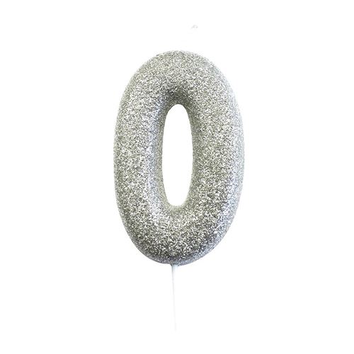 bougie argent paillett chiffre 0 - creative party ahc40/0