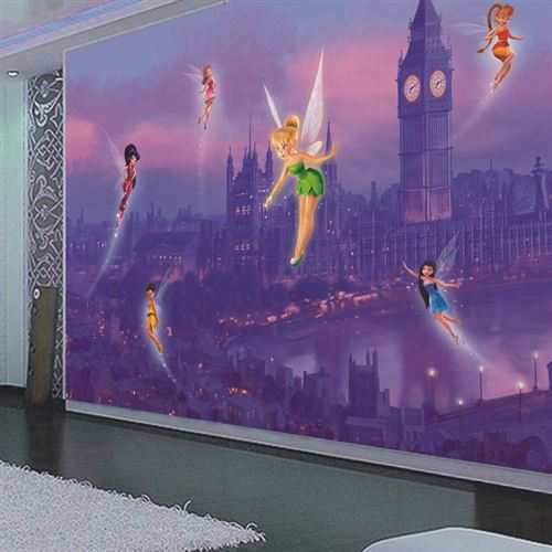 AG ART Papier peint XXL intisse Fée Clochette à Londres Disney Fairies 360X270 CM