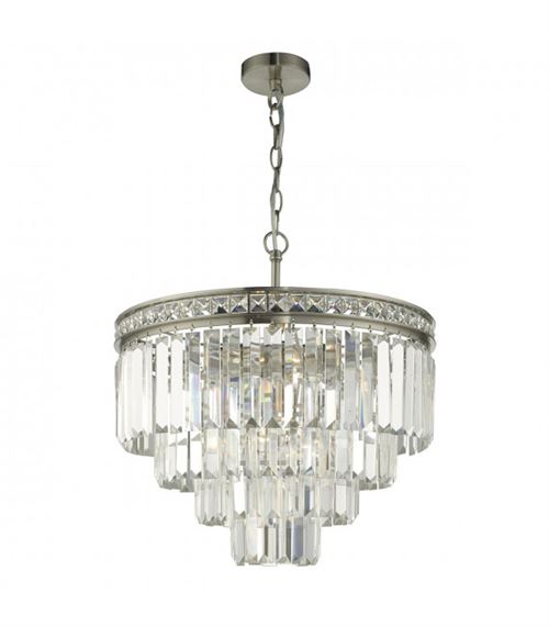 Suspension Vyana cristal et nickel brossé 4 ampoules