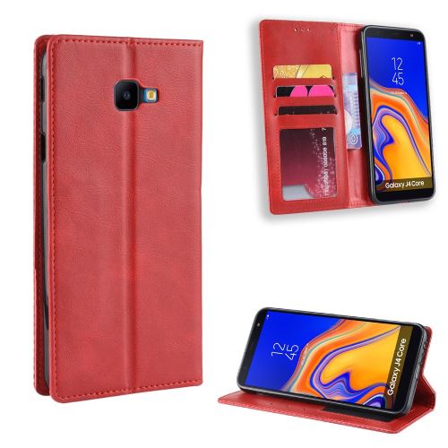 Etui en PU style vintage rouge pour votre Samsung Galaxy J4 Plus