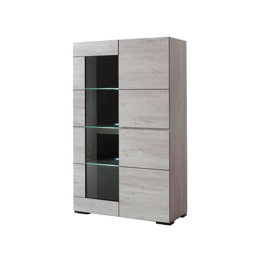 Vitrine éclairage LED chêne blanchi Elba - Chêne