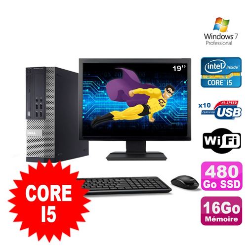 Pc dell optiplex 990 sff i5-2400 3.1ghz 16go 480go ssd dvd wifi w7 ecran 19' État correct - Dell reconditionné disponible sur Fnac