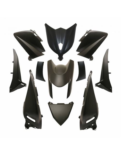 Carrosserie-carenage maxiscooter adaptable yamaha 530 tmax 2012+2014 noir mat (kit 11 pieces) -p2r-