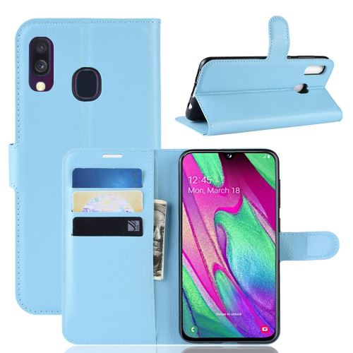 Etui en PU avec 3 emplacements pour cartes bleu pour votre Samsung Galaxy A40