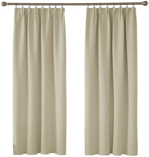 Deconovo Lot de 2 Rideaux de la Cuisine Moderne Rideau Occultant Thermiques Rideau pour Porte D’entrée Galon Fronceur 132x160cm Beige Foncé