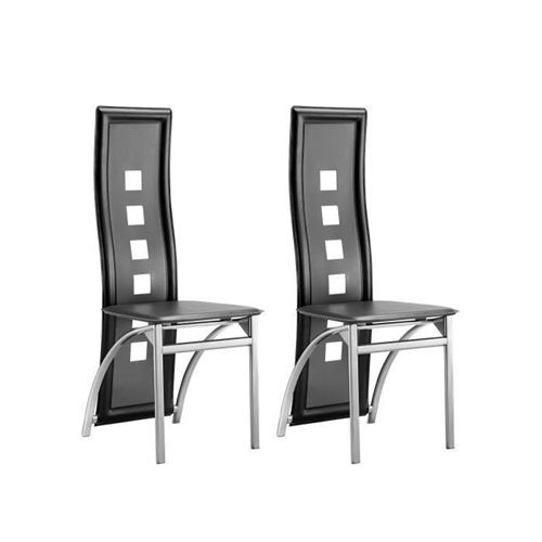Eiffel Lot De 2 Chaises De Salle A Manger - Simili Noir Et Gris - Style Contemporain - L 50 X P 53 Cm