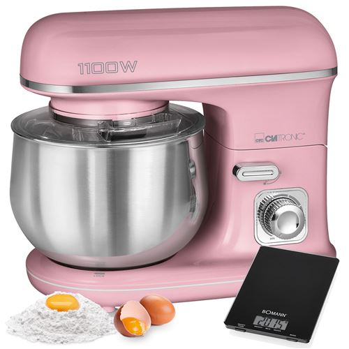 Clatronic KM 6030 Robot Pâtissier Boulangerie Cuisine Ménager Multifonction Bol 5L Rosa