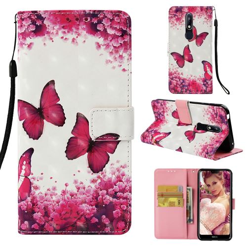 Etui en PU décoration par points lumineux papillon et fleur pour votre Nokia 7.1