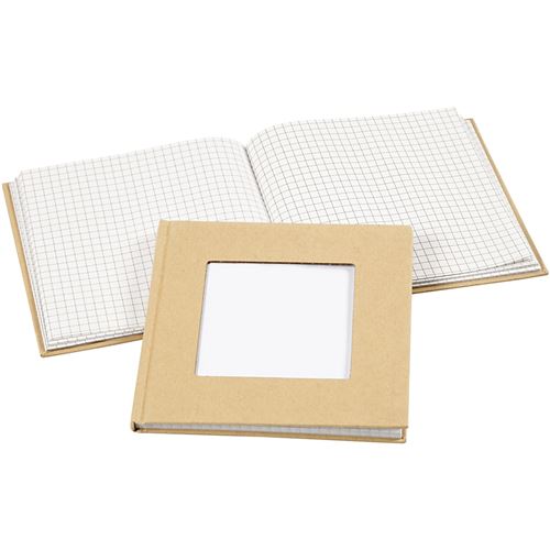 Creotime carnet avec trou 14 x 14 cm marron/blanc