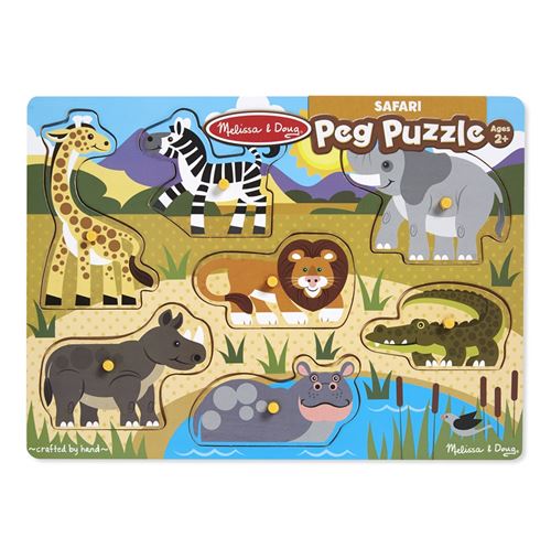 Puzzle en bois a boutons 7 pieces Safari Melissa Doug
