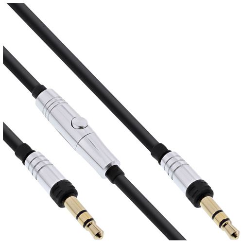 Accessoire InLine® PURE I Câble de 3,5 mm M / M avec microphone, 1,3 m, noir-argent