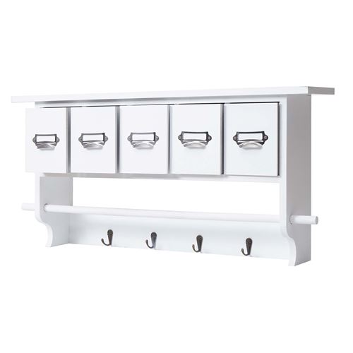 Garde-robe MENDLER HWC-C49, vestiaire mural, vintage avec 5 tiroirs, 32x65x13cm blanc