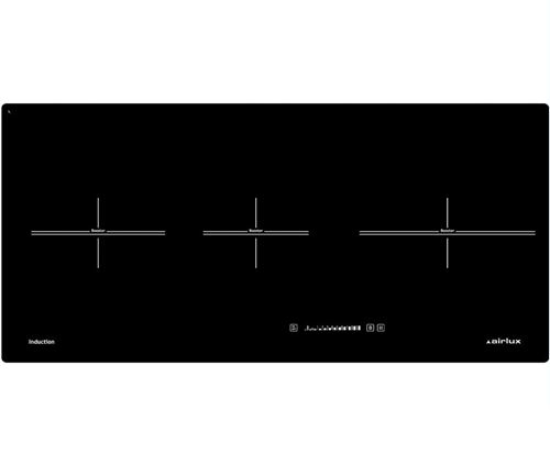 Airlux Ati83Bk - Table De Cuisson À Induction - 3 Plaques De Cuisson - Niche - Largeur : 76 Cm - Profondeur : 34 Cm - Sans Cadre - Verre Noir