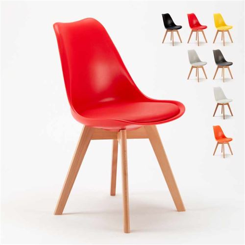 Lot 20 Chaises Avec Design Scandinave Tulip NORDICA Pour Bars Et Restaurants, Couleur: Rouge