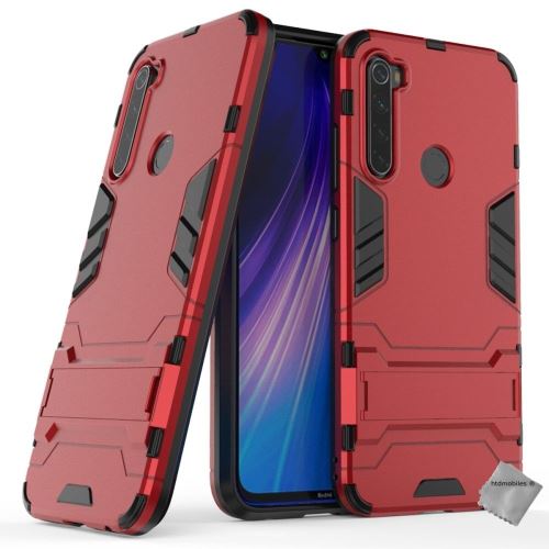 Housse etui coque rigide anti choc pour Xiaomi Redmi Note 8T avec verre trempe - ROUGE