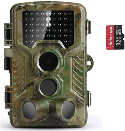 21MP 1080P ALlBiz HD Camérade Chasse Caméra de Surveillance Étanche 47 LEDs Grand Angle 125 ° De Vision Nocturne 25m Traque IR Caméra de Jeu Nocturne Infrarouge--Camouflage