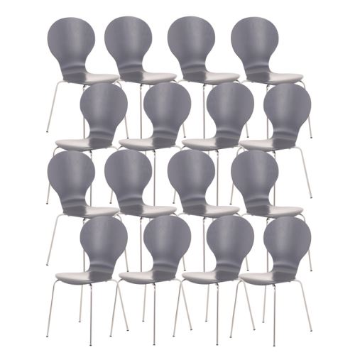 Lot de 16 chaises empilables en bois Diego , Gris