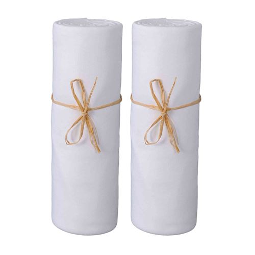 Lot de 2 draps housses bébé jersey bio blanc 60x120