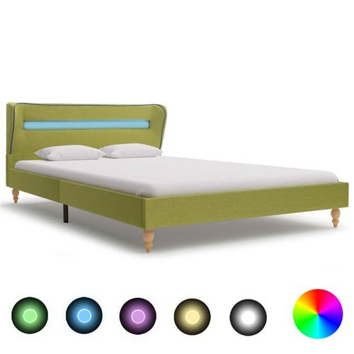 Cadre de lit avec LED Vert Tissu 120 x 200 cm