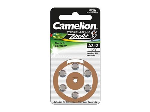 6 Piles Pour Appareil Auditif Camelion Zinc-air A13 0% Mercury/hg - Marron
