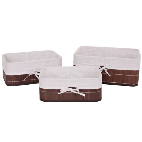 3x boîte de rangement MENDLER HWC-C21, bambou brun