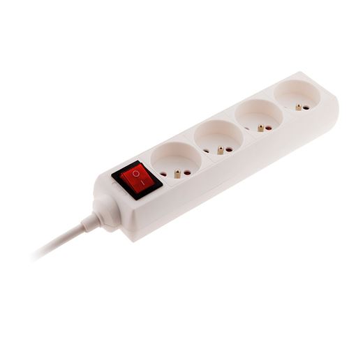 Zenitech Blanc - Bloc Multiprise 4 Prises 16A 2P+T Interrupteur