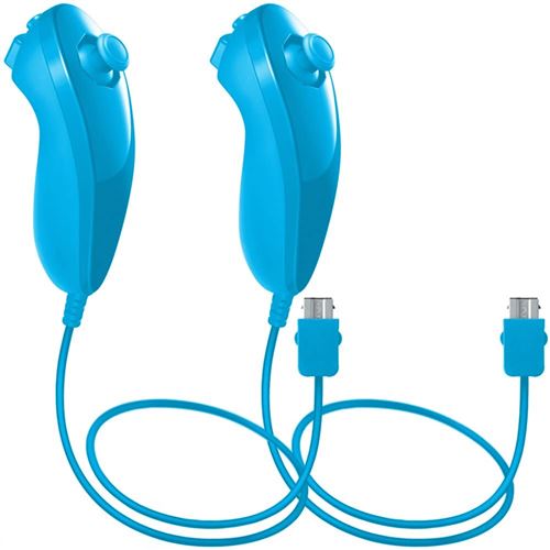 2pcs Nunchuk bleu compatible pour Manette Nintendo Wii /WII U /WII MINI- QUMOX®