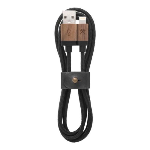 Câble de chargement pour Produits Apple Lightning, iPhone, iPad, iPod en Bois Véritable & Nylon noix, noir Woodcessories EcoCable
