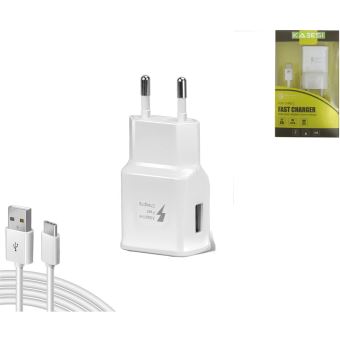 Chargeur pour téléphone mobile GENERIQUE Pack Chargeur pour HUAWEI P20 PRO  Smartphone Type C (Cable Noodle 1m Chargeur + Prise Secteur USB) Murale  Android (BLANC)