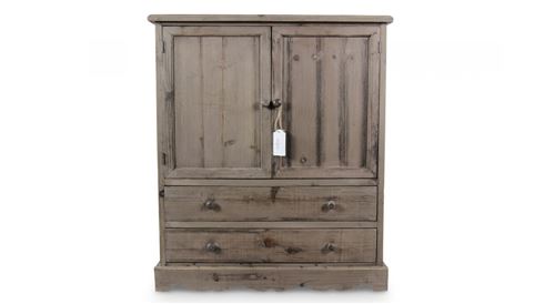 Buffet Bas Rangement Bois 2 Tiroirs 83x38.5x97cm - Marron - Décoration d'Autrefois