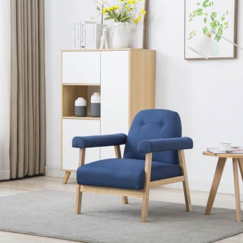 vidaXL Fauteuil Tissu Bleu