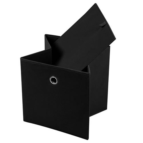 Lot De 2 Tiroirs En Tissu Noir Ela Boite De Rangement Ouverte Avec